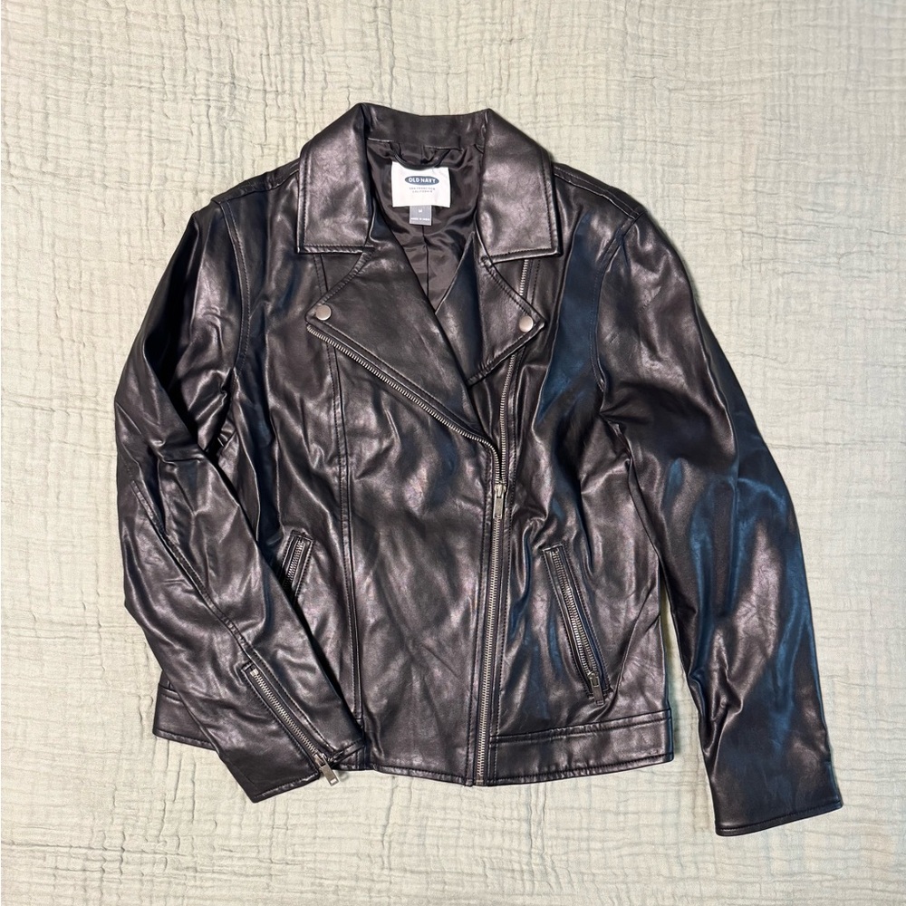 Old Navy Black Leather Moto Jacket